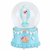 Mutluluğa Ve Sevgiliye Uçan Mavi Balon Su Küresi Orta Boy Işıklı Müzikli Kar Küresi - 1
