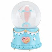 Mutluluğa Ve Sevgiliye Uçan Pembe Balon Su Küresi Orta Boy Işıklı Müzikli Kar Küresi - 1