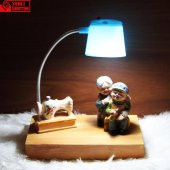 Bir Ömür Seninle Tatlı Aşıklar Işıklı Biblo Mavi Masa Gece Lambası - 1