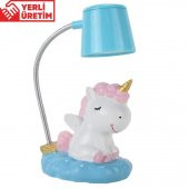 Sevimli Ponçik Pembe Unicorn Masa Gece Lambası Mavi Işıklı Unicorn Biblo - 1
