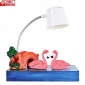 Flamingoların Aşkı Işıklı Biblo Beyaz Masa Gece Lambası Flamingo 2 - 2