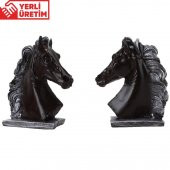 Kahverengi At Dekoratif İkili Poliüretan Biblo Hediye Seti - 1