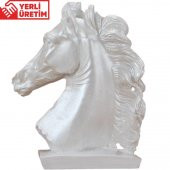 Beyaz At Dekoratif İkili Poliüretan Biblo Hediye Seti - 2