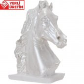 Beyaz At Dekoratif İkili Poliüretan Biblo Hediye Seti - 3