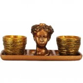 Trio Helen Kırılmaz Saksı Dekoratif Biblo Bronz - 1