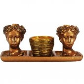 Trio Helen Kırılmaz Saksı Dekoratif Biblo Bronz - 1