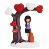 Kalpli Ağaç Altında Sevgilisini Bekleyen Aşık Kız Dekoratif Biblo - 1