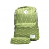 Eye Q Yeşil Beyaz Puantiyeli Okul Ve Seyahat Sırt Çantası Kalemlik Hediyeli - 1