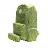 Eye Q Yeşil Beyaz Puantiyeli Okul Ve Seyahat Sırt Çantası Kalemlik Hediyeli - 2