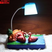 Flamingoların Aşkı Işıklı Biblo Mavi Masa Gece Lambası Flamingo 1 - 1
