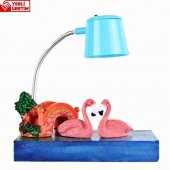 Flamingoların Aşkı Işıklı Biblo Mavi Masa Gece Lambası Flamingo 1 - 2