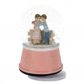 Genç Aşıklar Orta Boy Dönen Gövdeli Kurmalı Kar Küresi Müzik Kutusu - 1