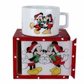 Mickey Mouse Minnie Mouse Yılbaşı Puantiyeli Doğal Ahşap Kutulu Kupa Yılbaşı Hediyesi - 1