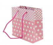 11x17 cm Puantiyeli Pembe Renk Tutma İpli 25 li Karton Çanta - 1