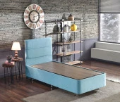 Niron  Cozy Baza ve Başlık - 100x200 cm Tek Kişilik Sandıklı Bebek Mavisi Kumaş Baza ve Başlığı Silinebilir - 2
