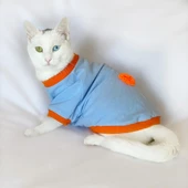 Ponçik Oval Yaka Tişört Kedi Kıyafeti Kedi Elbisesi - 5