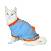 Ponçik Oval Yaka Tişört Kedi Kıyafeti Kedi Elbisesi - 1