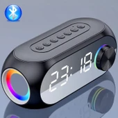 HyMark Bluetooth S8 RGB Led Işıklı Dijital Saat Alarm Şarjlı Hoparlör MP3 Fm Çok Fonksiyonlu Speaker - 1