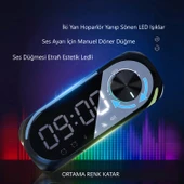 HyMark Bluetooth S8 RGB Led Işıklı Dijital Saat Alarm Şarjlı Hoparlör MP3 Fm Çok Fonksiyonlu Speaker - 4