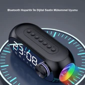 HyMark Bluetooth S8 RGB Led Işıklı Dijital Saat Alarm Şarjlı Hoparlör MP3 Fm Çok Fonksiyonlu Speaker - 3