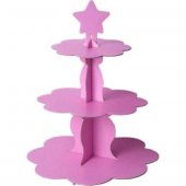 Düz Pembe Renk Cupcake Standı - 1