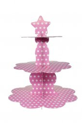 Pembe Puantiyeli Cupcake Standı - 1