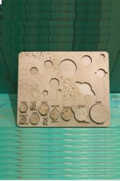 Ahşap Güneş Sistemi Gezegenler Sistemi Eğitici Puzzle Yapboz - 2