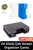Premium Çift Taraflı Vida Çivi Balıkçı Malzeme Organizer Çanta 22 Gözlü Bölmeli Şeffaf Kilitli Kapak - 1