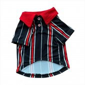Red Black White Striped Polo Yaka Tişört Kedi Kıyafeti  Kedi Elbisesi - 4