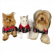 Red Black White Striped Polo Yaka Tişört Kedi Kıyafeti  Kedi Elbisesi - 6
