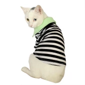 Grass Hopper Stripe Polo Yaka Tişört Kedi Kıyafeti Kedi Elbisesi - 1