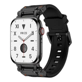 Zore Apple ile uyumlu Watch 42mm KRD-101 Titanyum Metal Başlıklı Silikon Kordon - 3