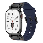 Zore Apple ile uyumlu Watch 42mm KRD-101 Titanyum Metal Başlıklı Silikon Kordon - 4