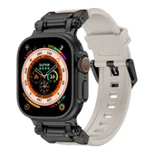 Zore Apple ile uyumlu Watch Ultra 49mm KRD-101 Titanyum Metal Başlıklı Silikon Kordon - 1