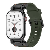 Zore Apple ile uyumlu Watch 7 45mm KRD-101 Titanyum Metal Başlıklı Silikon Kordon - 2