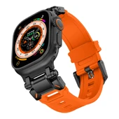 Zore Apple ile uyumlu Watch Ultra 49mm KRD-101 Titanyum Metal Başlıklı Silikon Kordon - 11