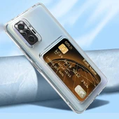 Zore Xiaomi ile uyumlu Redmi Note 10 Pro Kılıf Kartlıklı Şeffaf Setra Clear Silikon Kapak - 5
