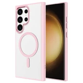 Zore Galaxy ile uyumlu S24 Ultra Kılıf M-safe Şarj Özellikli Krom M-safe Silikon Kapak - 1