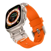 Zore Apple ile uyumlu Watch Ultra 49mm KRD-101 Titanyum Metal Başlıklı Silikon Kordon - 12