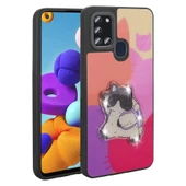 Zore Galaxy ile uyumlu A21S Kılıf Parlayan Kabartmalı İkonik Figürlü Amas Silikon Kapak - 10