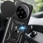 Zore Xiaomi ile uyumlu Mi 14 Ultra Kılıf Magnetik Standlı Kamera Korumalı Sürgülü Vega Kapak - 4