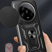 Zore Xiaomi ile uyumlu Mi 14 Ultra Kılıf Magnetik Standlı Kamera Korumalı Sürgülü Vega Kapak - 5