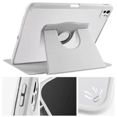 Zore Apple ile uyumlu iPad Pro 13 2024 Kılıf Termik Kalem Bölmeli Dönebilen Standlı Kılıf thumbnail 7