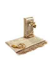 Mevlid Hediye Seti - Tesbihli - Şal Örtülü - Koyu Krem Renk thumbnail 1