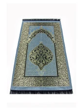 Ekonomik Osmanlı Tafta Seccade - 0150 - Mavi thumbnail 1