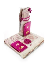 Biricik Anneme Özel Set Cep Boy Kadife Yasin Kitabı İsim Plakalı Seccade Tesbih Kutulu Fuşya thumbnail 1