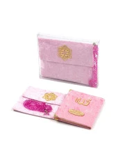 Kadife Kaplı Yasin Kitabı - Çanta Boy - İsme Özel Plakalı - Tesbihli - Keseli - Kutulu - Pembe Renk - Mevlit Hediyeliği thumbnail 4