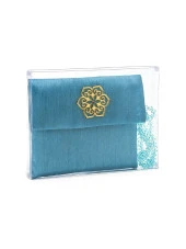 Şantuk Kumaş Kaplı Yasin Kitabı - Çanta Boy - İsme Özel Plakalı - Tesbihli - Keseli - Kutulu - Mavi Renk - Cemiyet Hediyeliği thumbnail 2