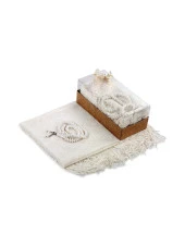 Mevlid Hediye Seti - Tesbihli - Şal Örtülü - Krem Renk thumbnail 2