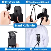 Hakiki Deri Stetoskop Tutucu Organizer Holder Kroko Lacivert thumbnail 6